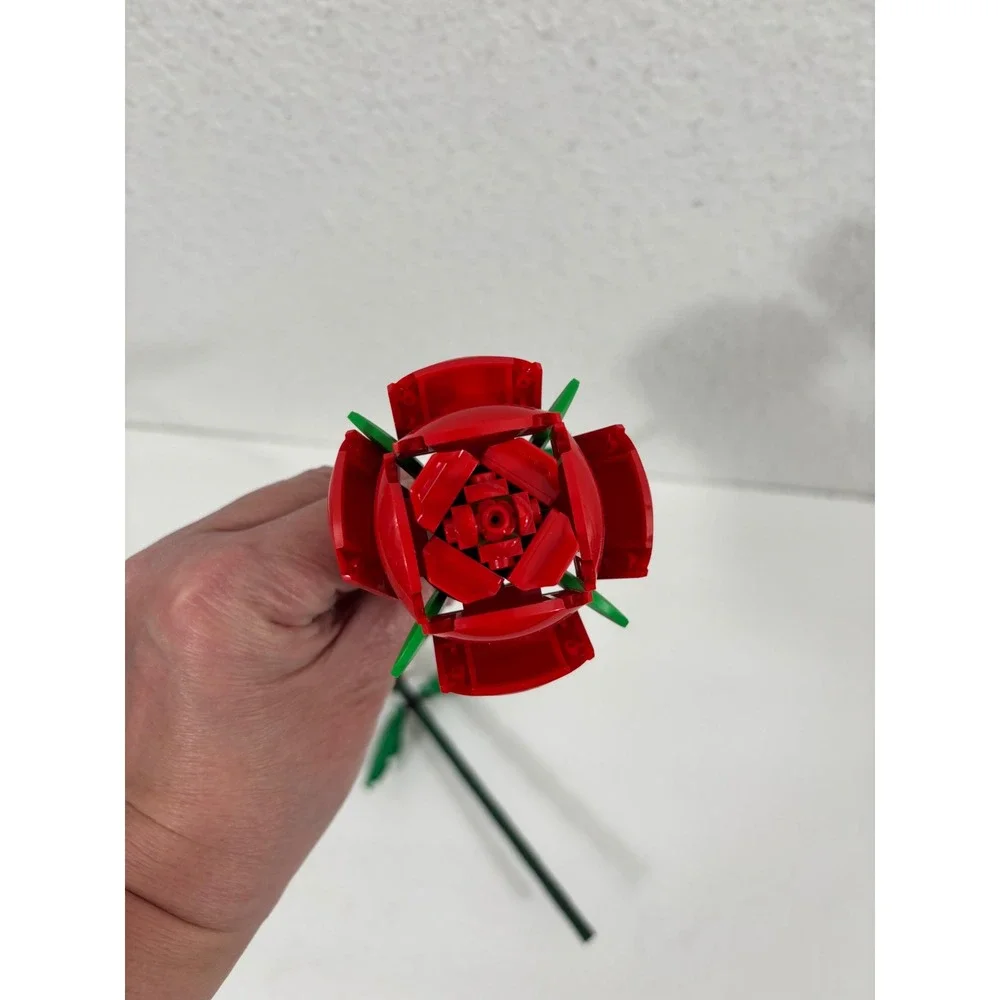 2 Lego Red‎ Roses Flower Building Blocks STEM Toy Display Decor 9.5 in